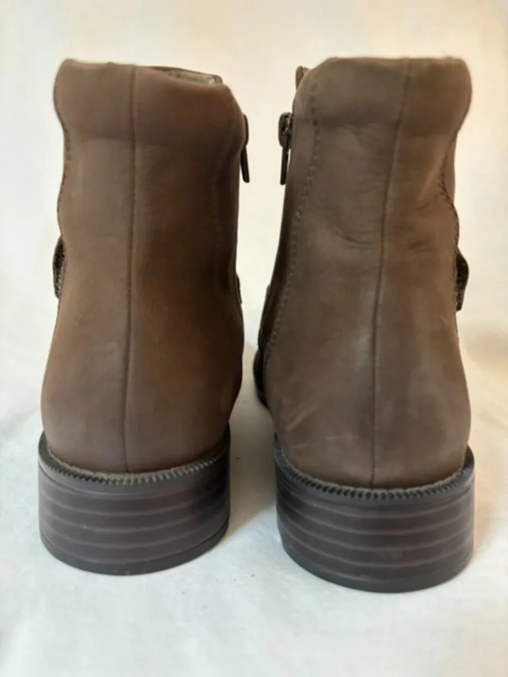 Clarks Women's Adalynn Faye Ankle Boots w/Buckle & Strap in Mushroom Size 10W